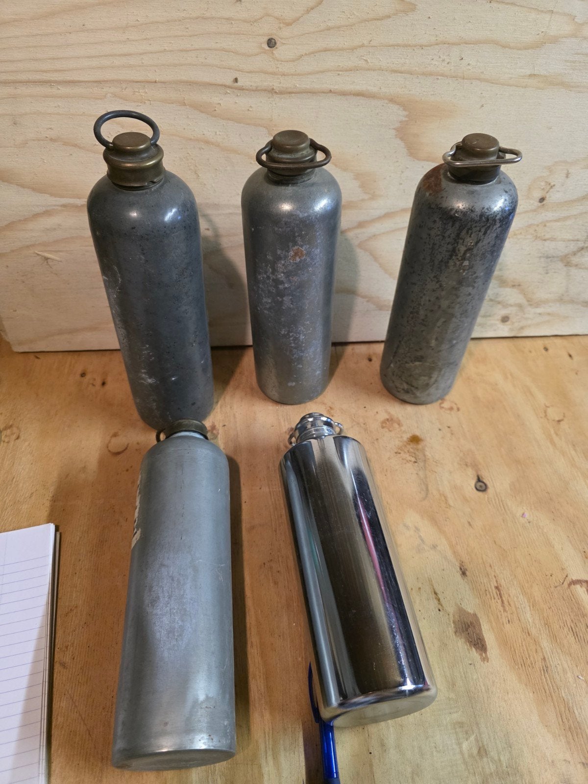 5 Antieke brocante metalen vintage warmwater kruiken, Ophalen of Verzenden