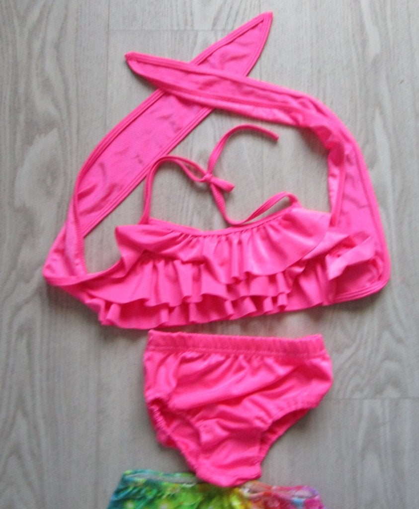 Zeemeermin Zwemset – Bikini & Regenboogstaart – Maat 130, Bikiniset, Meisje, Zo goed als nieuw, Onbekend