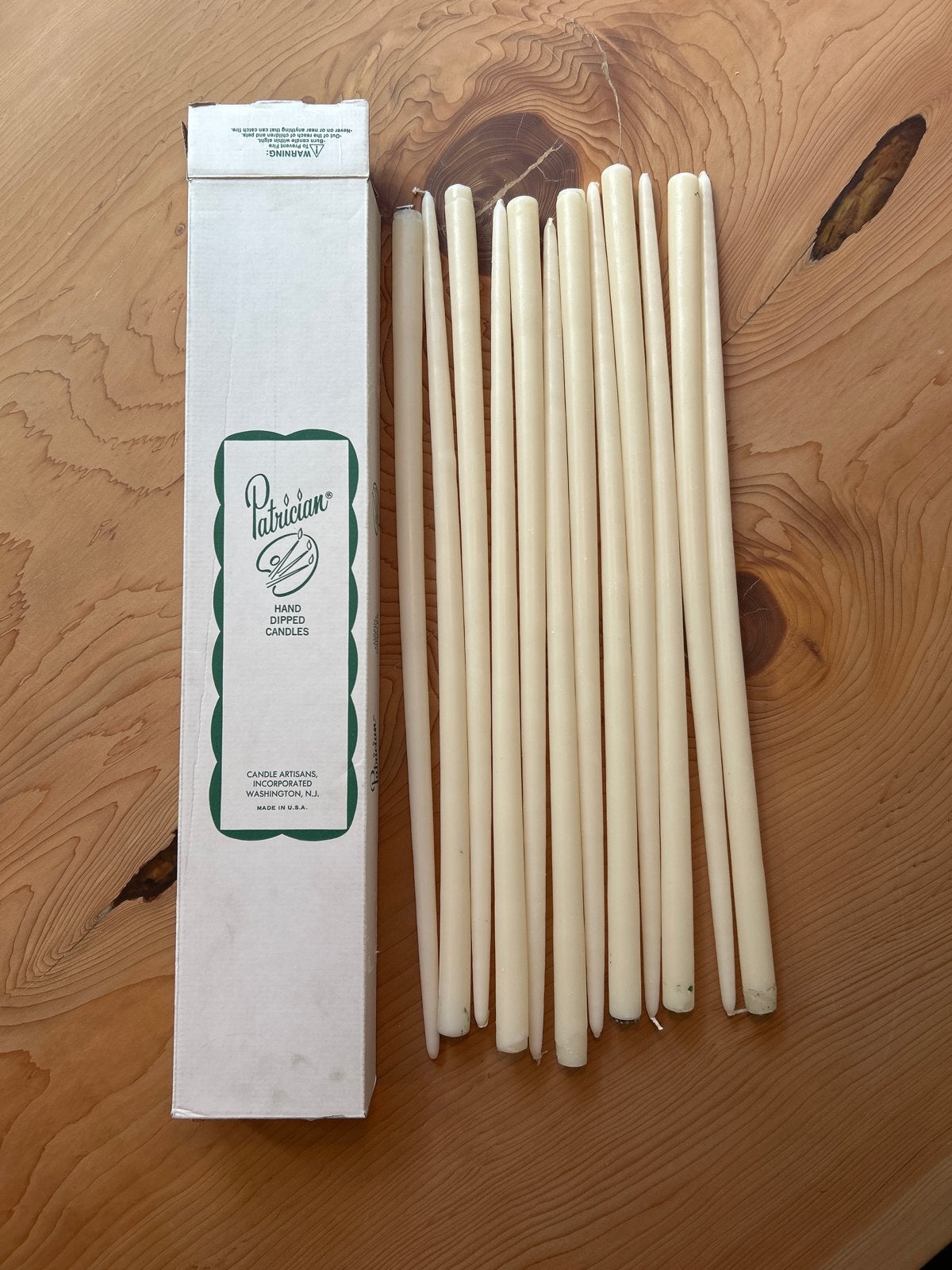 30 Vintage Handgemaakte Amerikaanse Diner Kaarsen 60cm lang!, Gebruikt, Overige merken, Was, Ophalen of Verzenden
