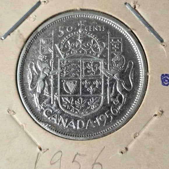 50 cent 1956 Canada, Verzenden, Noord-Amerika, Losse munt, Zilver