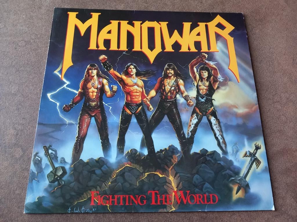 Manowar - Fighting The World LP, Cd's en Dvd's, Vinyl | Hardrock en Metal, Ophalen of Verzenden, Gebruikt