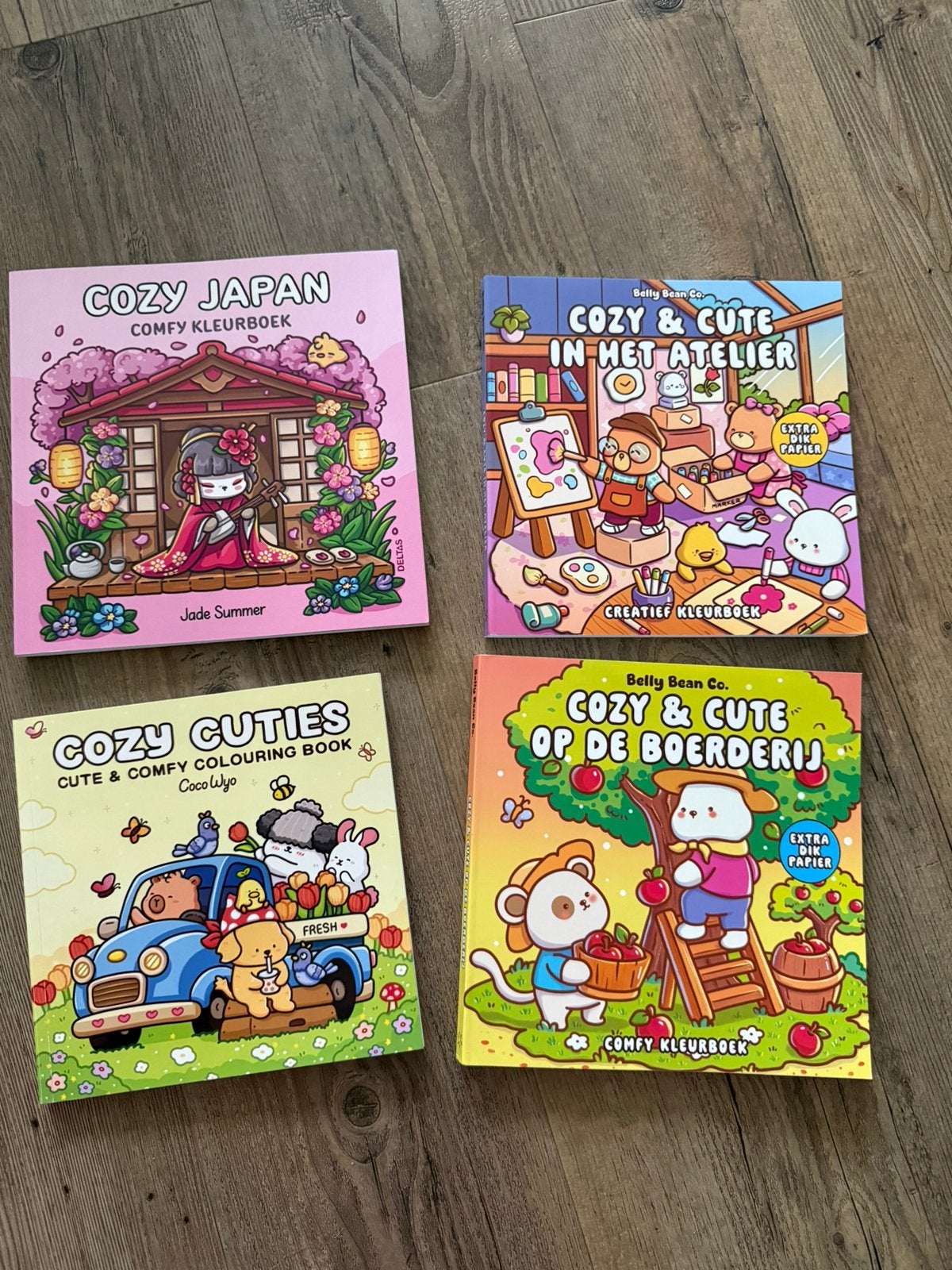 Bundel Cozy kleurboeken Japan, Atelier, Cuties en Boerderij, Ophalen of Verzenden, Zo goed als nieuw