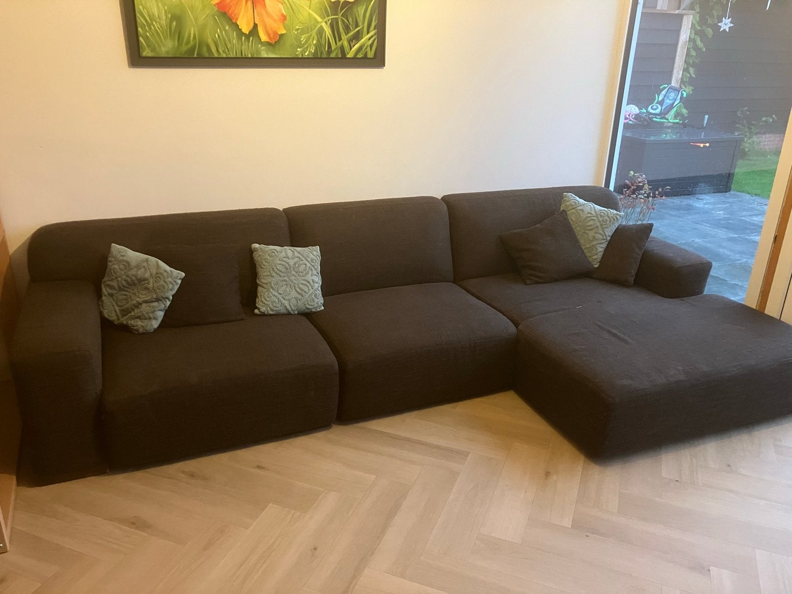 Ruime hoekbank - 330 cm lang, Ophalen, Gebruikt, Stof