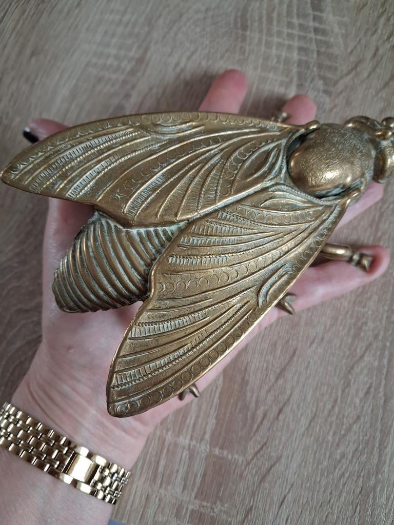 Art Deco/Vintige messing vlieg asbak uit '60/'70 jaren, Antiek en Kunst, Ophalen, Koper