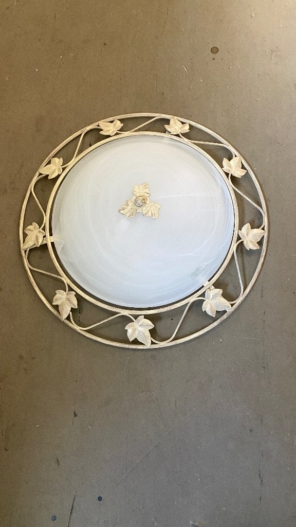 Plafondlamp met bladeren decoratie, Gebruikt, Glas, Klassiek, Decoratief, Bladeren, E27 (groot)