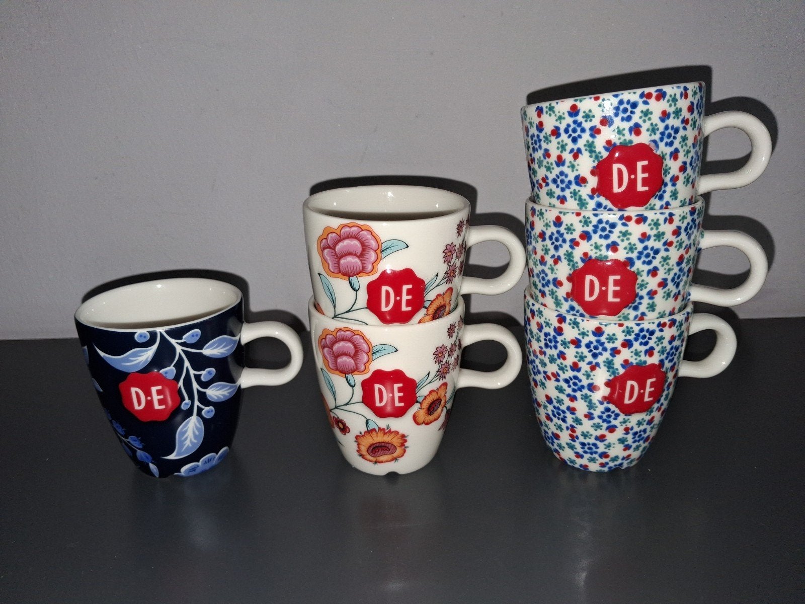 6 Douwe Egberts Senseo mokken mokjes oa hylper Heritage, Overige merken, Keramiek, Vintage, Zo goed als nieuw