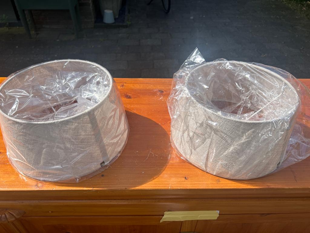2x Nieuwe Loods 5 Lampenkappen - Crème Linnen Naturel, Rond, Nieuw, Ophalen of Verzenden, Crème