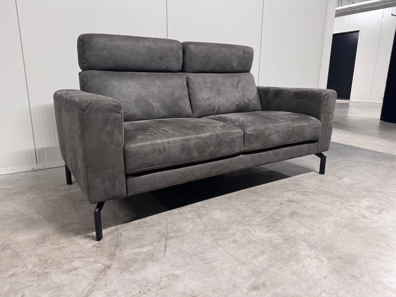 ZGAN Bankstel Suede Microleder Grijs Bank, Ophalen, Zo goed als nieuw, 75 tot 100 cm, Tweepersoons