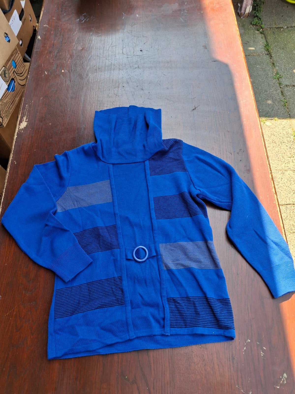 Germaine blauwe hooded knit cardigan - Maat L, Blauw, Maat 42/44 (L), Ophalen of Verzenden, Germaine