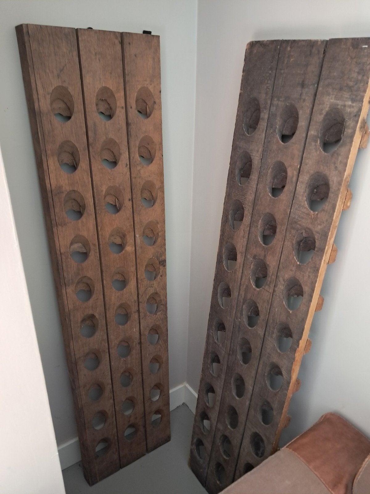 Vintage houten wijnrekken (2 stuks), Gebruikt, Ophalen of Verzenden, 25 flessen of meer, 75 – 100