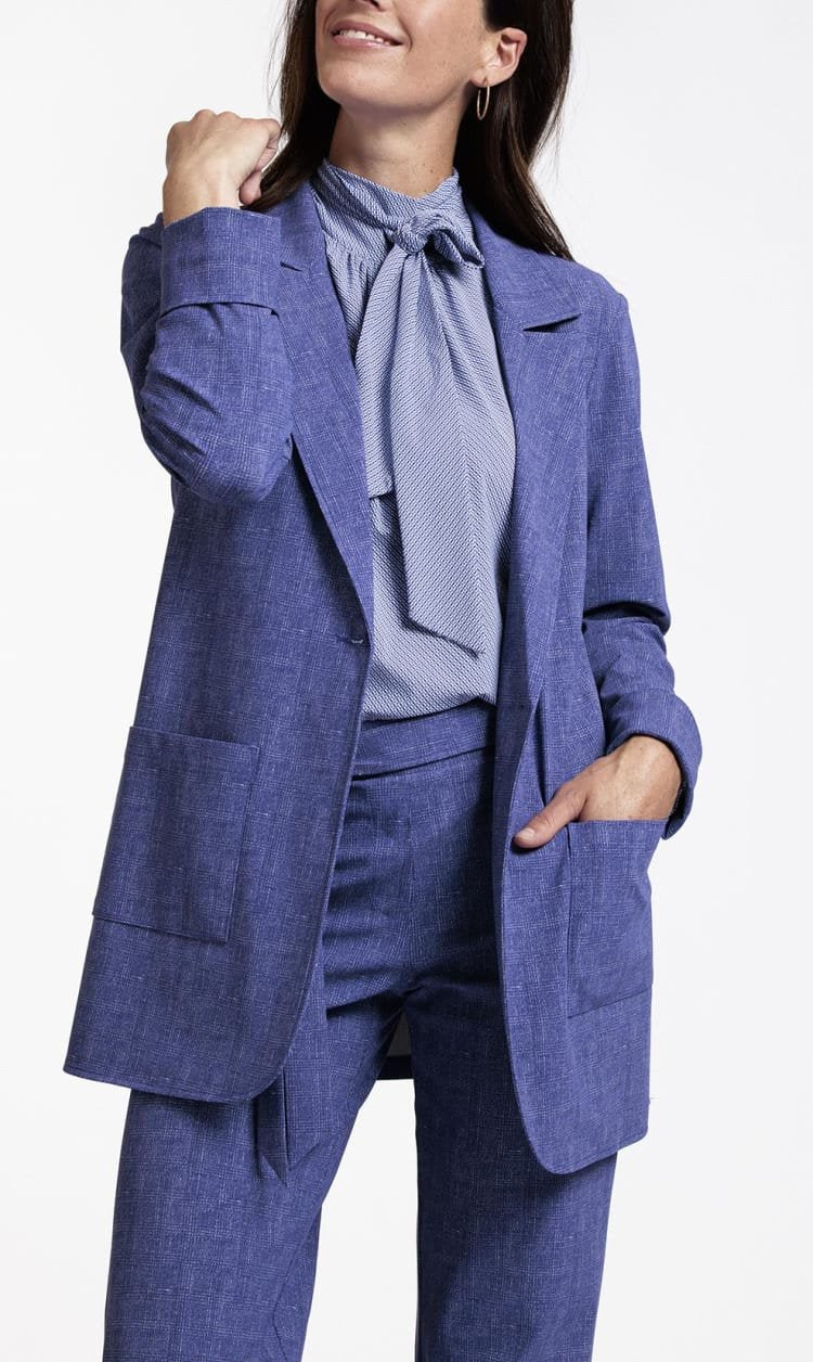 Studio anneloes tess check blazer M purple blue, Paars, Ophalen of Verzenden, Zo goed als nieuw, X
