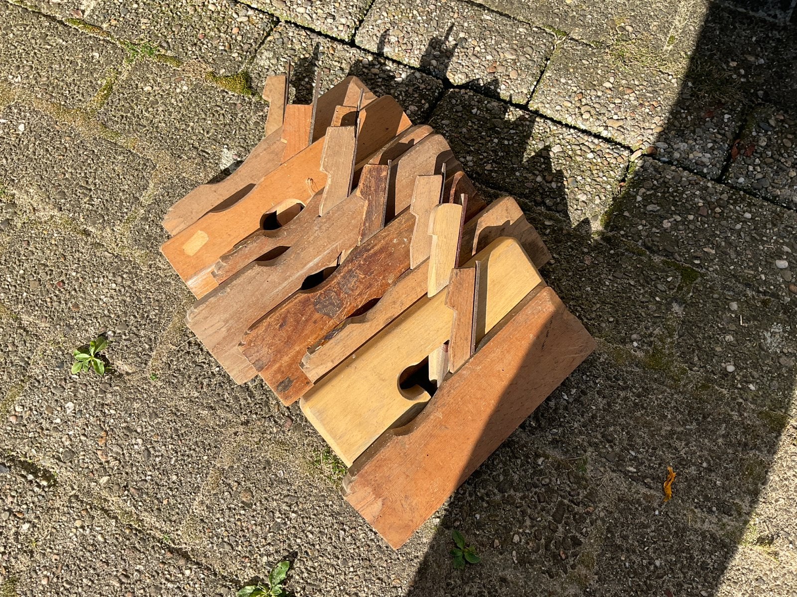 Set van 8 Vintage Houten Schaven - Diverse Maten, Doe-het-zelf en Verbouw, Ophalen of Verzenden, Gebruikt