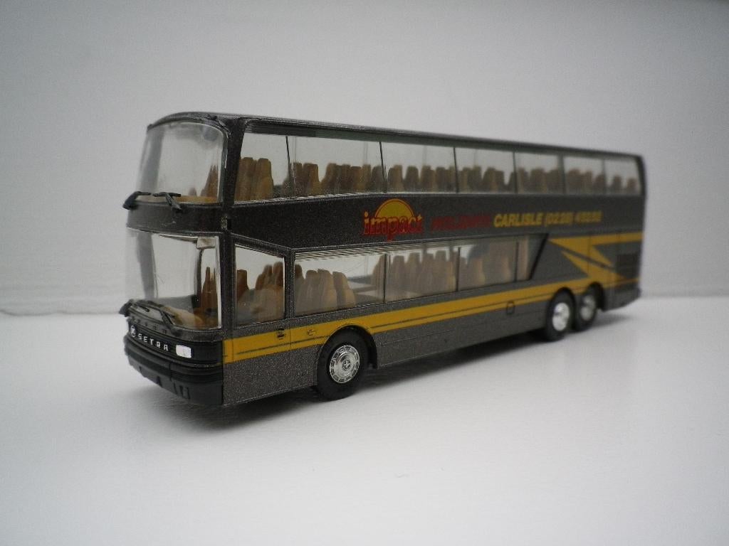Herpa Setra dubbeldekker bus. Impact Holidays, Hobby en Vrije tijd, Modelauto's | 1:87, Ophalen of Verzenden, Gebruikt, Bus of Vrachtwagen