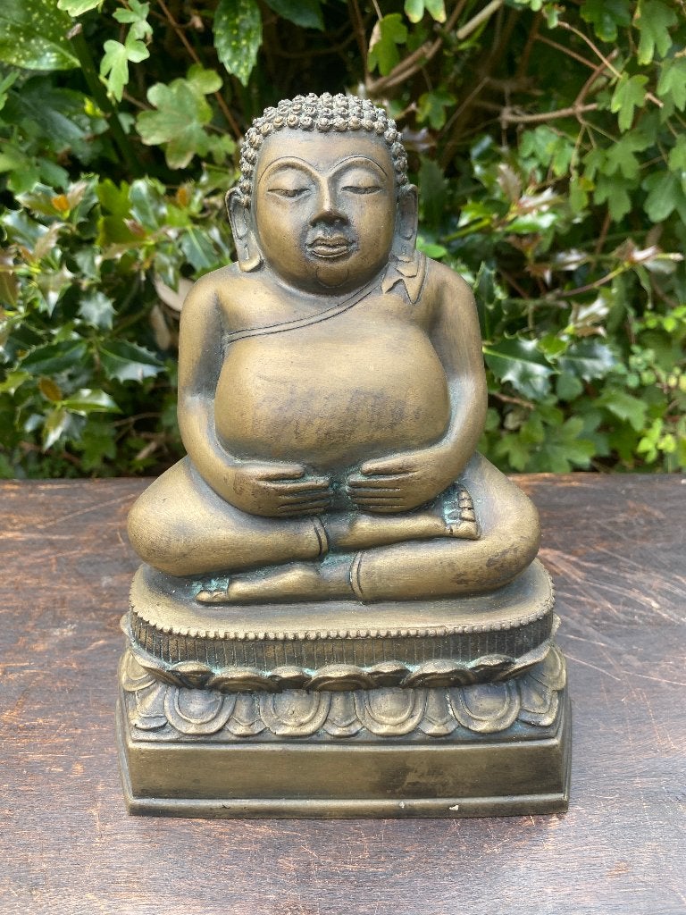 Brons Sangkajai boeddha beeld uit Thailand, 20 cm, Ophalen of Verzenden, Zo goed als nieuw, Nvt