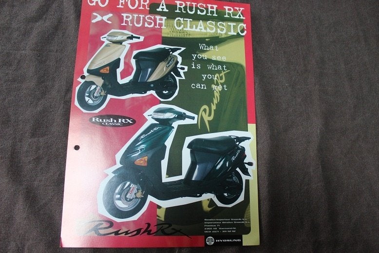 Hyosung Rush RX 1997 scooter verkoop folder, Ophalen of Verzenden, Gebruikt