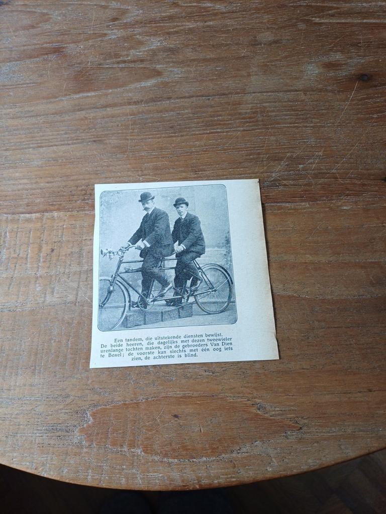 Knipsel tandem Van Dien Boxtel 1909, Ophalen of Verzenden, Voor 1920, Knipsel(s)