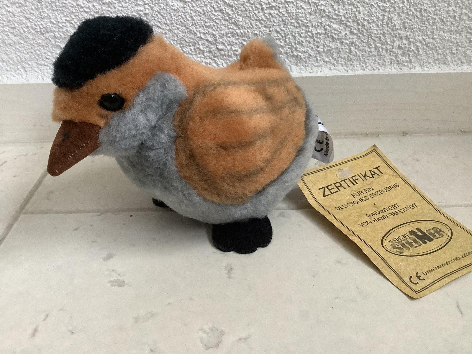 Pluche knuffel vogel vogeltje Steiner certificaat Duitsland, Ophalen of Verzenden, Zo goed als nieuw, Overige typen