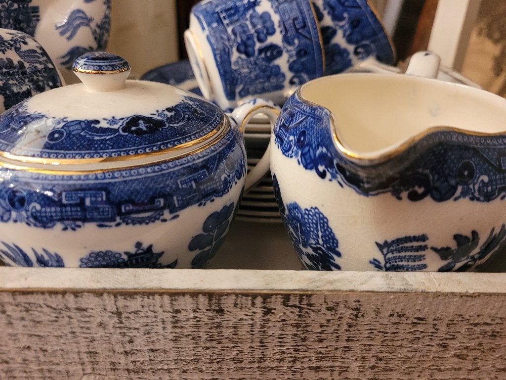 Zeer oud servies Victoria decor Willow, Ophalen of Verzenden