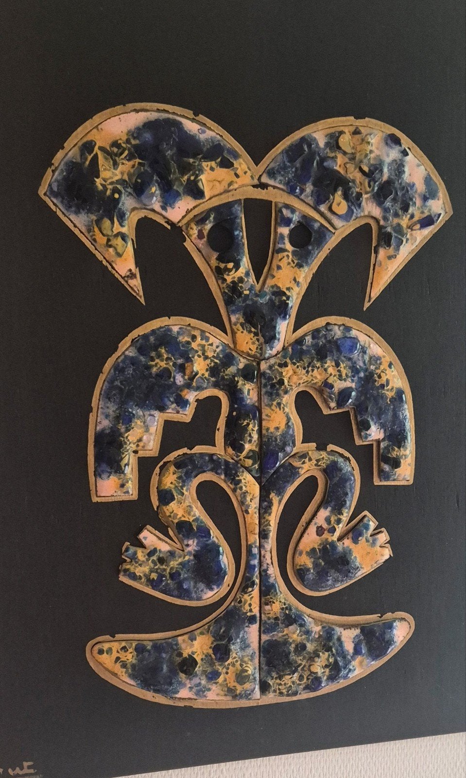 Precolumbiaans-stijl muurpaneel van emaille, Antiek en Kunst, Ophalen of Verzenden