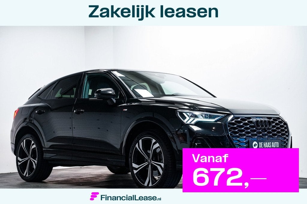 Audi Q3 Sportback 45 TFSI e S-Line Black ed|Trekhaak|20 inch, Gebruikt, Zwart, Zwart, 245 pk