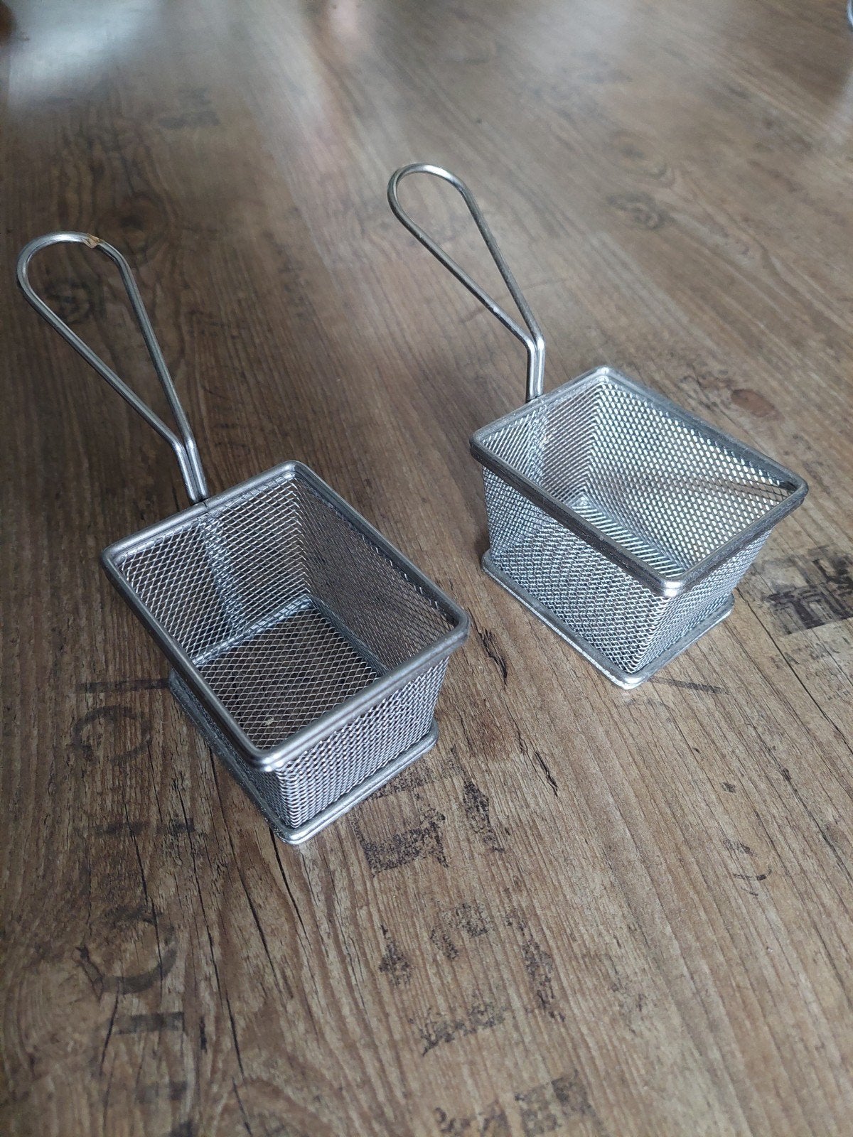 2x Frituurmandje RVS voor snacks en friet, Zilver, Ophalen of Verzenden, Metaal, Overige merken