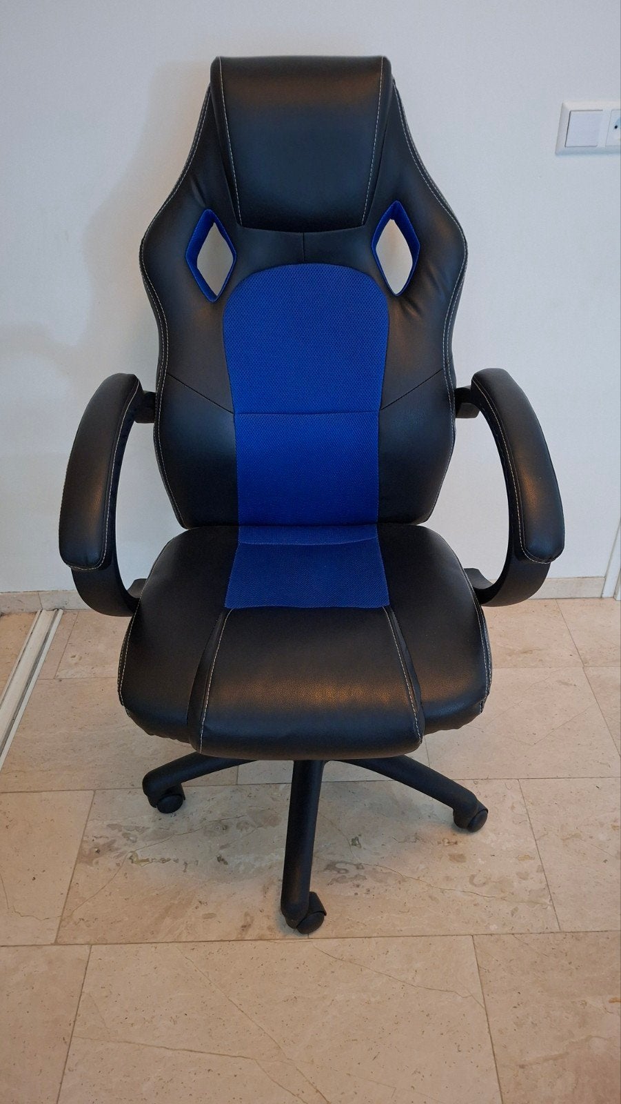 Gaming Bureaustoel Zwart/Blauw, Ophalen, Zwart, Bureaustoel, Ergonomisch