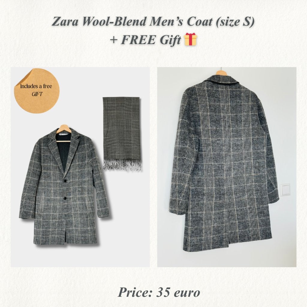 Zara Wool-Blend Men’s Coat – Size S – Excellent Condition, Ophalen of Verzenden, Zo goed als nieuw