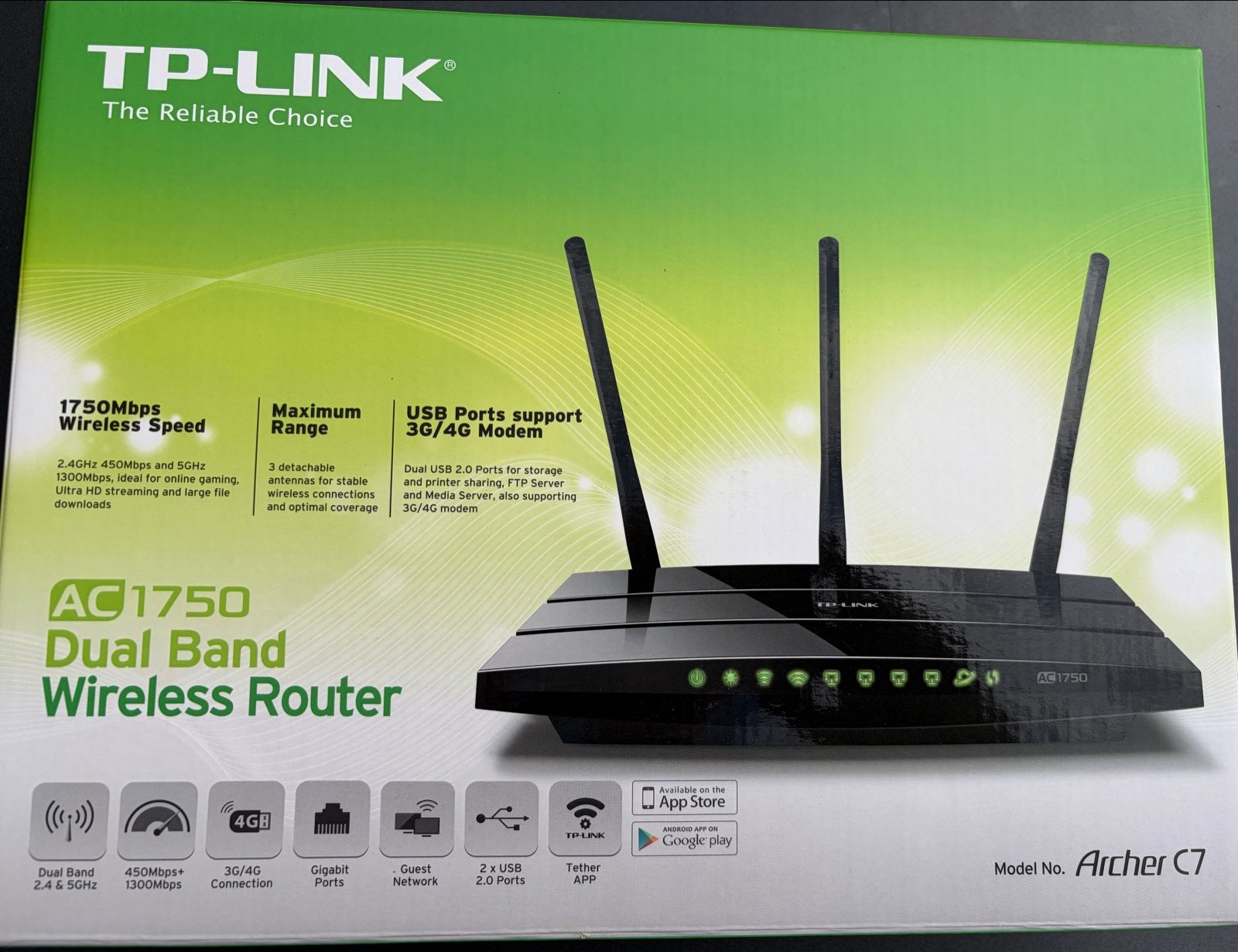 TP-Link Archer C7 AC1750 Dual Band Wireless Router, Ophalen of Verzenden, Gebruikt, Router