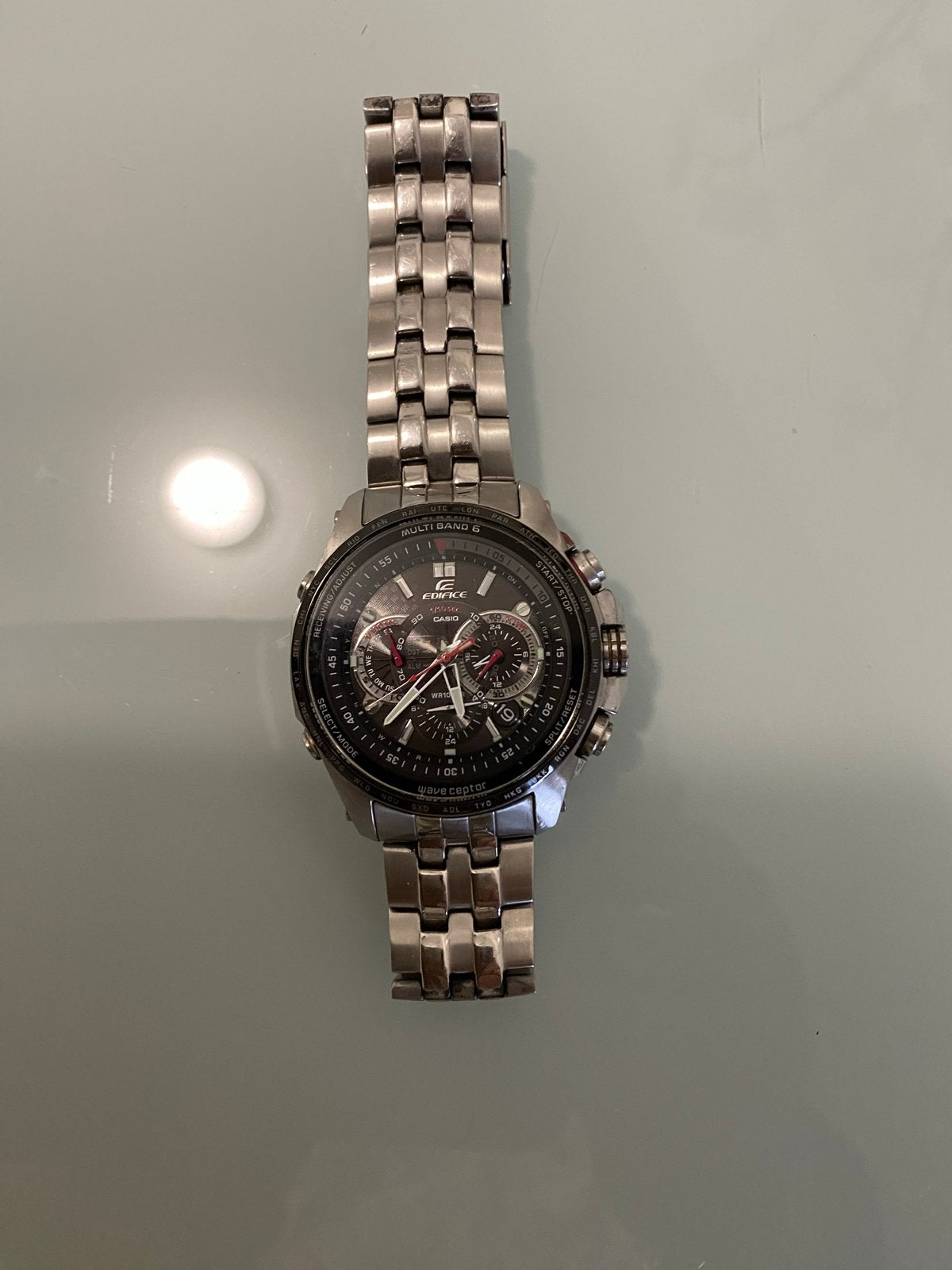 Casio Edifice Multi Band 6 Herenhorloge - Gebruikt, Ophalen, Casio, Gebruikt, Staal