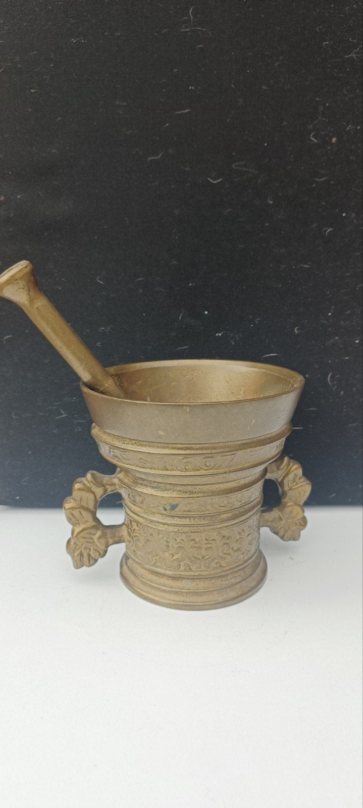 Antieke Bronzen Vijzel met Stamper - 1607, Ophalen of Verzenden