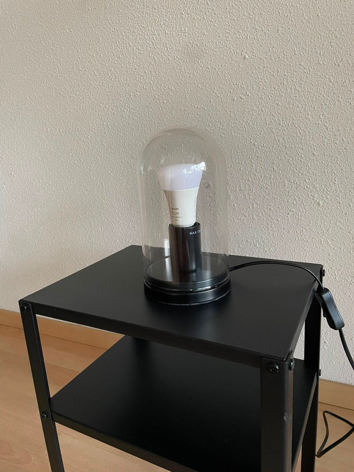 IKEA ROPUBBEN Tafellamp met glazen stolp (exclusief Hue), Ophalen, Modern, Industrieel, Zo goed als nieuw, Glas