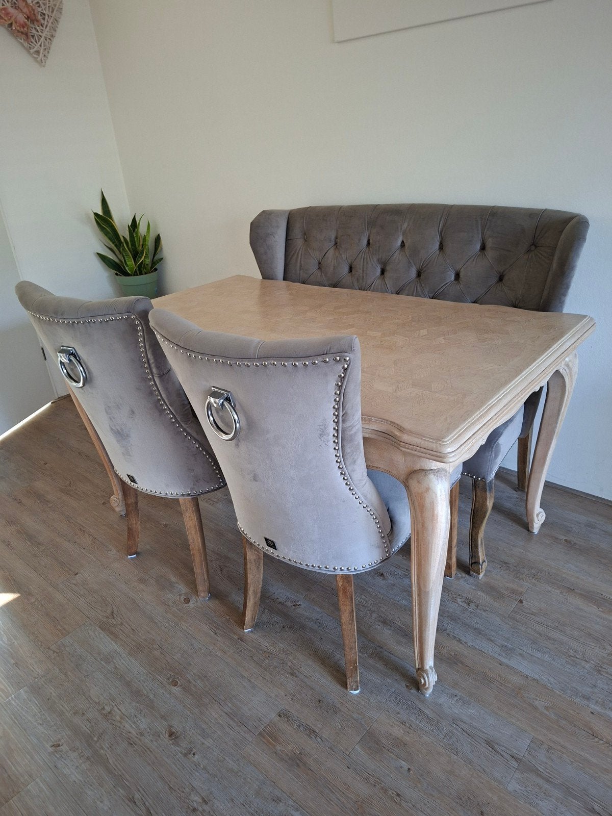 eettafel stoelen en bank dubbelman design, Ophalen, Zo goed als nieuw