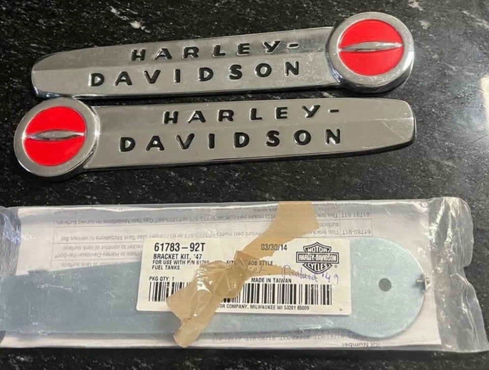 Harley-Davidson Panhead Tank Emblemen met Bevestiging, Ophalen of Verzenden, Gebruikt