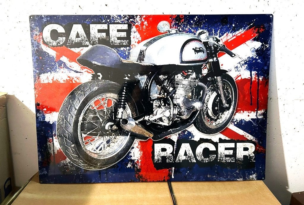 Norton Motorcycles cafe racer metalen bord., Verzenden, Zo goed als nieuw, Auto's