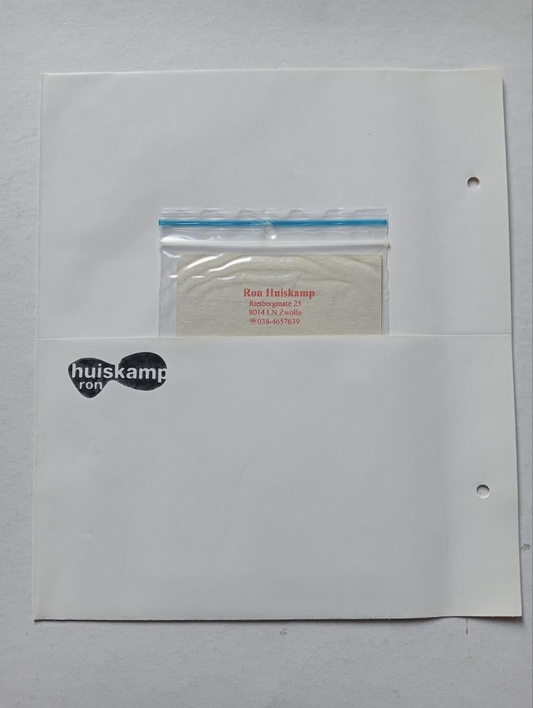 Ron Huiskamp kunstzinnig visitekaartje Zwolle 1998, Ophalen of Verzenden