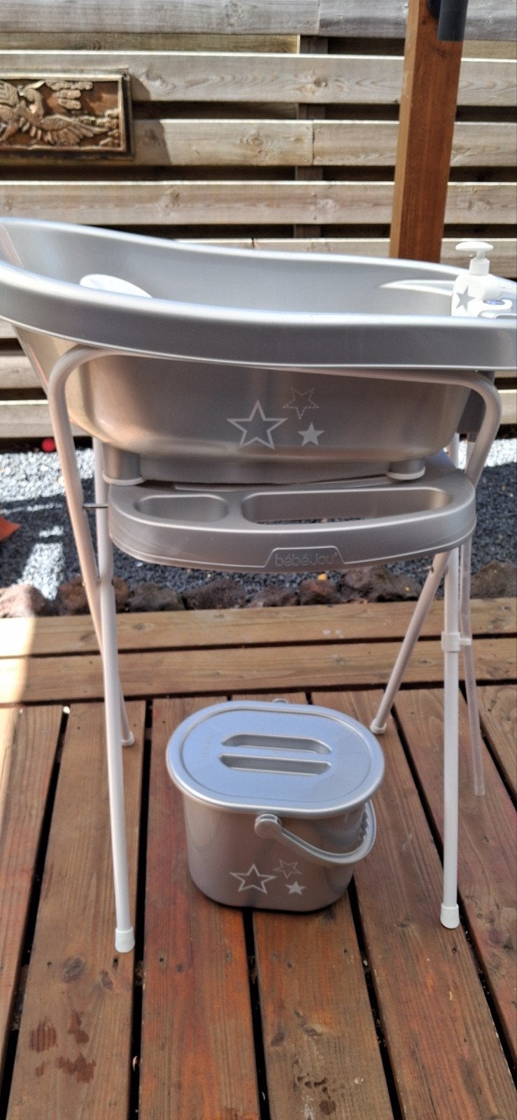 Bébé-jou babybadje met standaard en luieremmer, Ophalen, Gebruikt, Badje, Bébé-jou