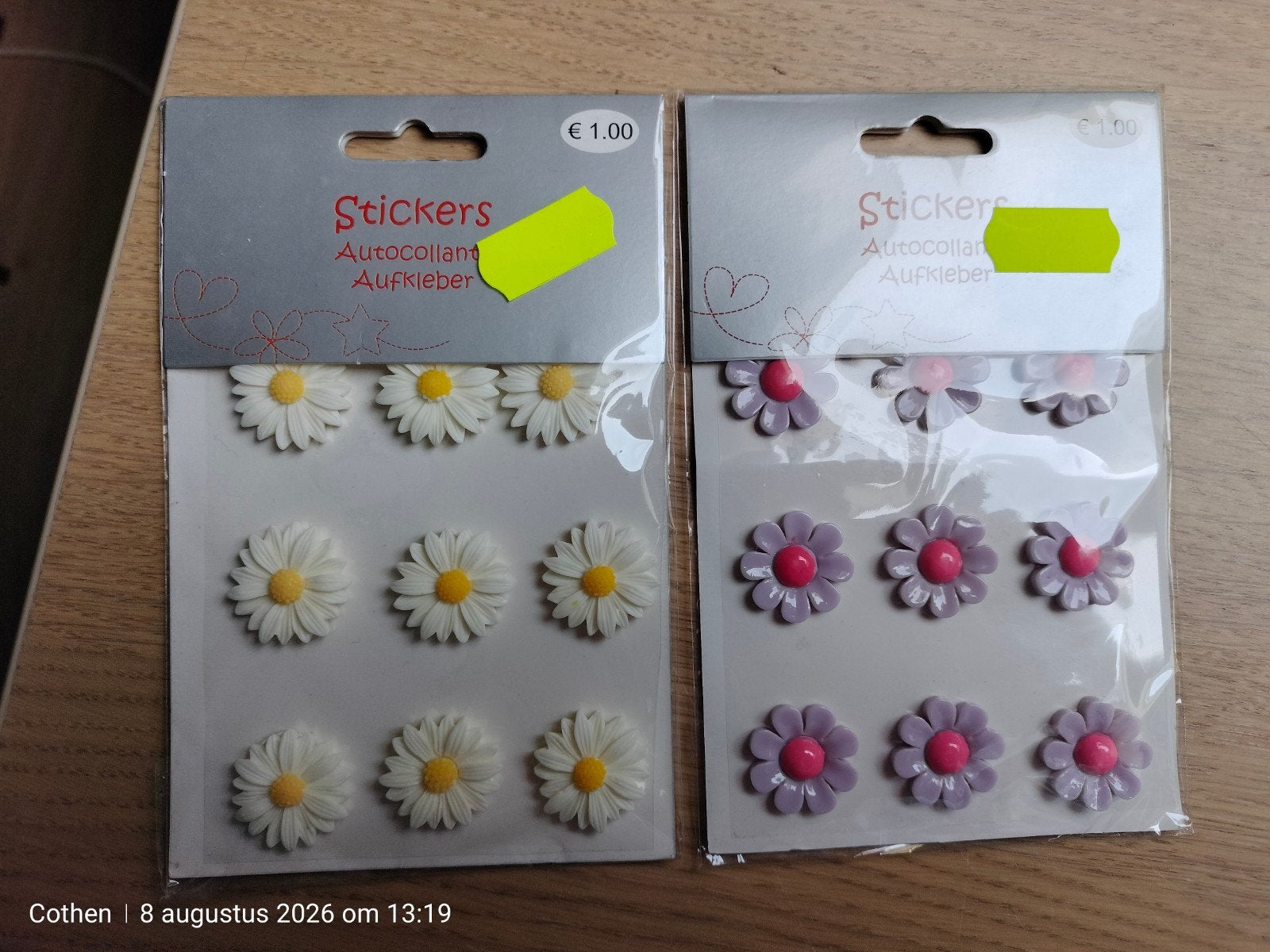 Leuke bloem stickers - wit en paars, Ophalen of Verzenden, Nieuw