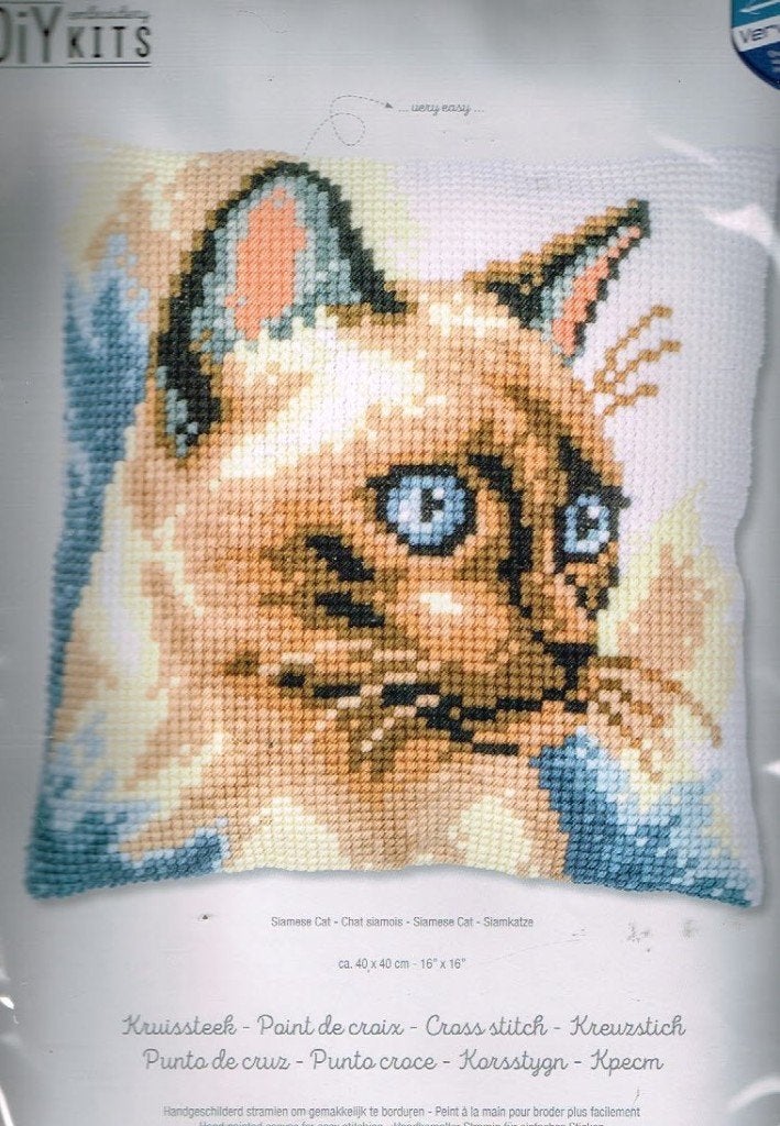Cado vervaco borduurpakket kussen SIAMESE KAT  474, Ophalen of Verzenden, Nieuw, Handborduren, Borduurpakket