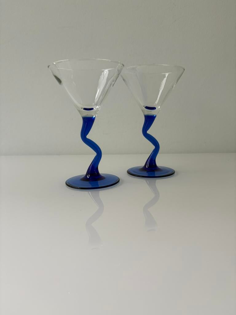Set van twee 1980’s martini-glazen in Memphis-stijl, Verzamelen, Ophalen of Verzenden, Nieuw, Overige typen