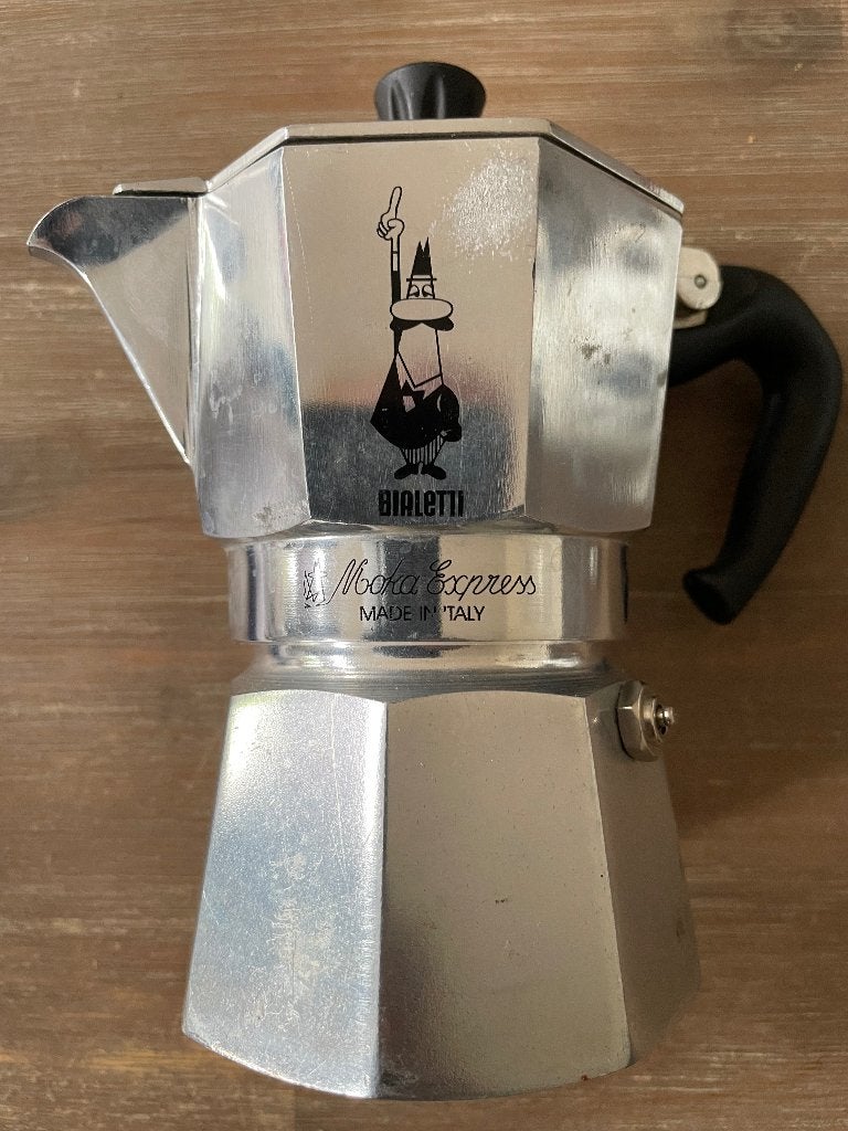 1x Bialetti Mokka Express set, Ophalen, Zo goed als nieuw, Espresso apparaat, Gemalen koffie