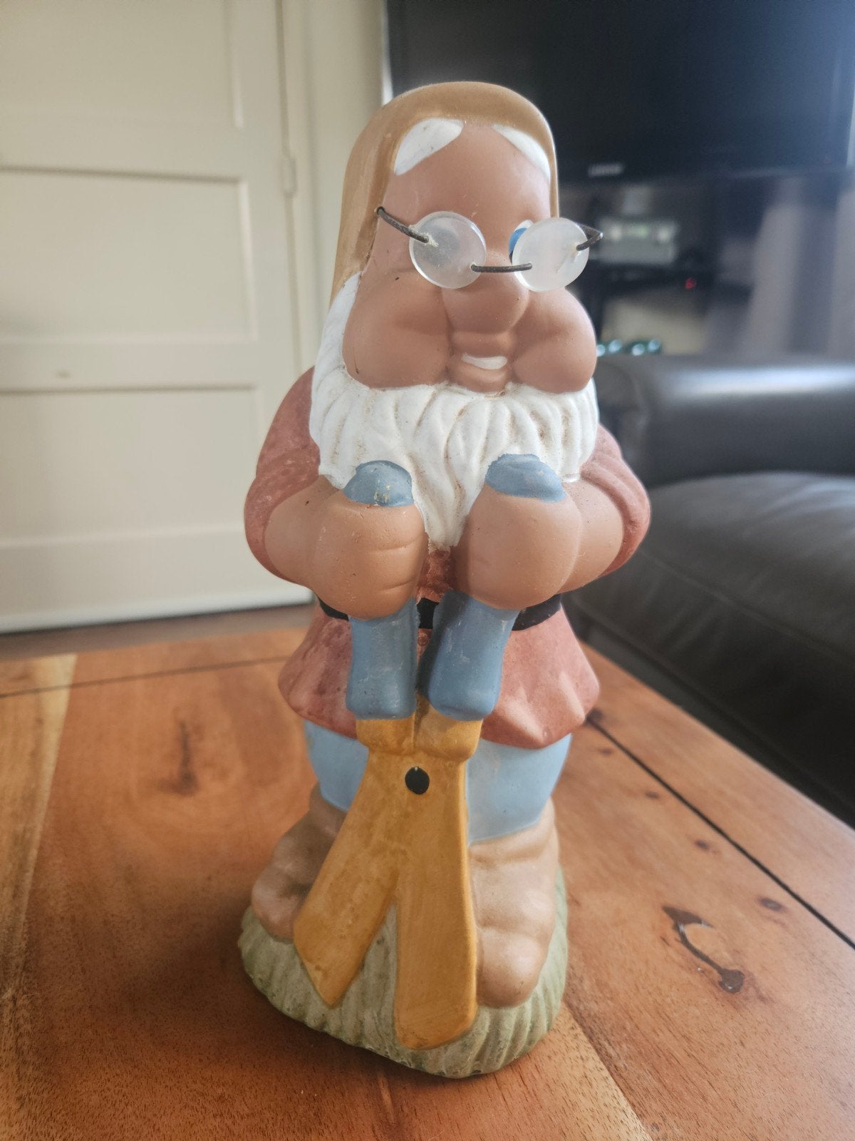 Vintage Tuinkabouter met Bril - Charmante Decoratie, Meerkleurig, Ophalen of Verzenden, Steen/keramiek, Gebruikt
