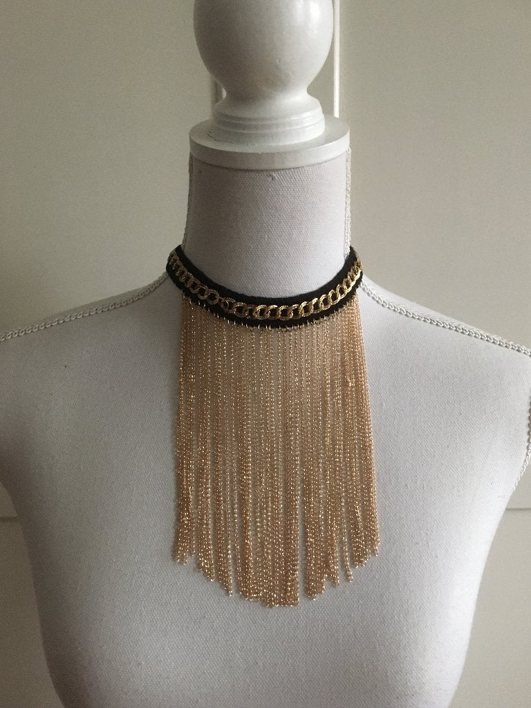 Goudkleurige kettinkjes choker statement ketting, Overige materialen, Verstelbaar, Nieuw, Ophalen of Verzenden