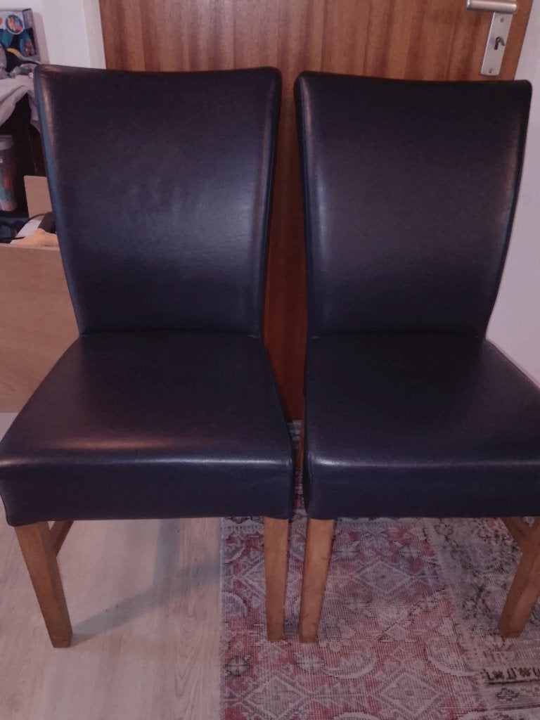 6 Landelijk Moderne Eetkamerstoelen Donkerblauw Leer, Ophalen, Gebruikt, Blauw, Modern klassiek
