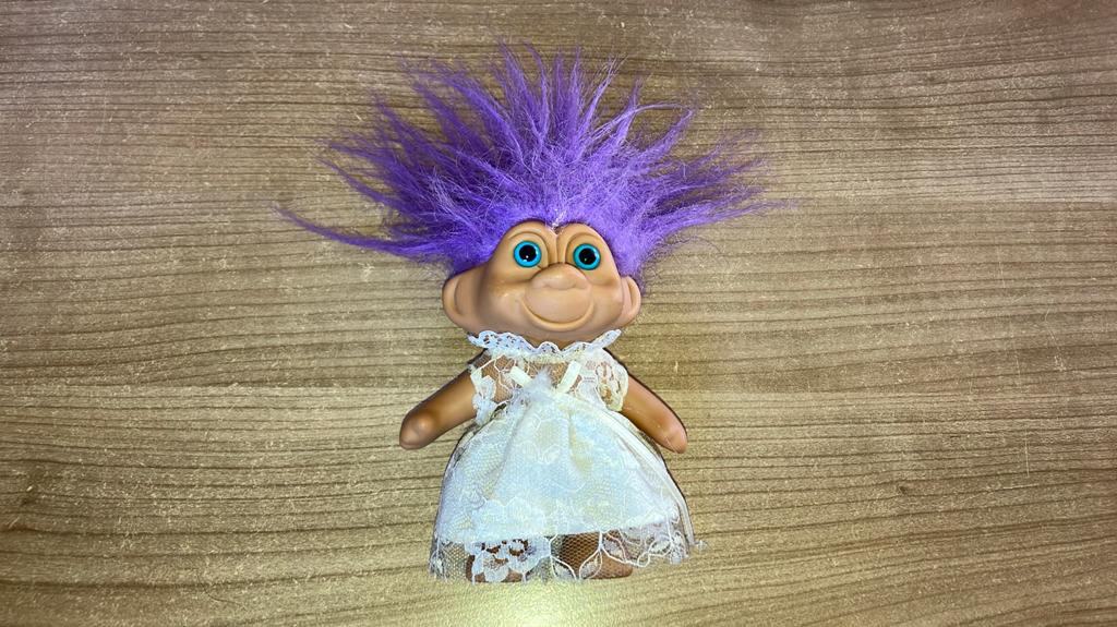 Vintage 1991 TNT Ace Novelty bruid trolpop met paars haar, Ophalen of Verzenden, Zo goed als nieuw