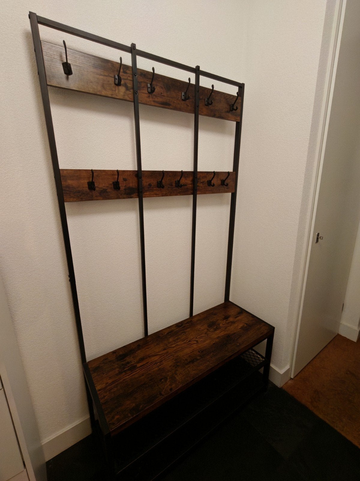 halmeubel/kapstok met zitbank & schoenenplateaus 185x60x37, Ophalen of Verzenden, Zo goed als nieuw, Metaal, Staande kapstok