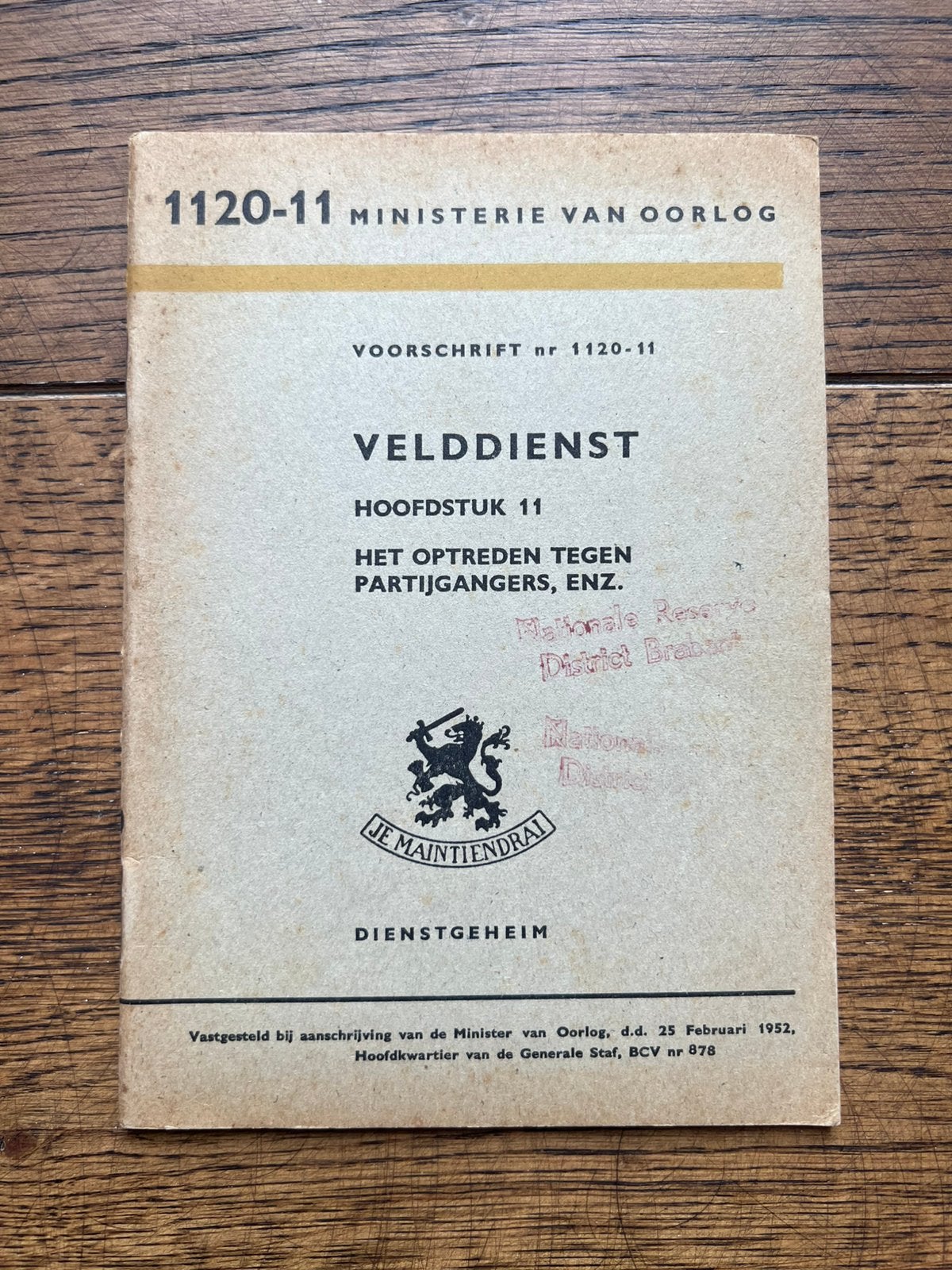 Nederlands voorschrift Partijgangers partizanen NDVN 1952, Verzenden, Nederland, Boek of Tijdschrift, Landmacht
