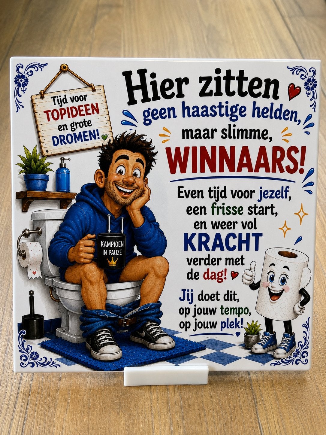 Tegel met grappige toilet spreuk 15x15 cm, Ophalen of Verzenden, Nieuw