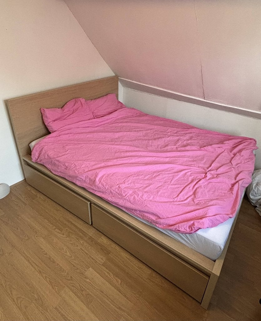 IKEA MALM tweepersoonsbed, Ophalen, Bruin, Tweepersoons, Zo goed als nieuw