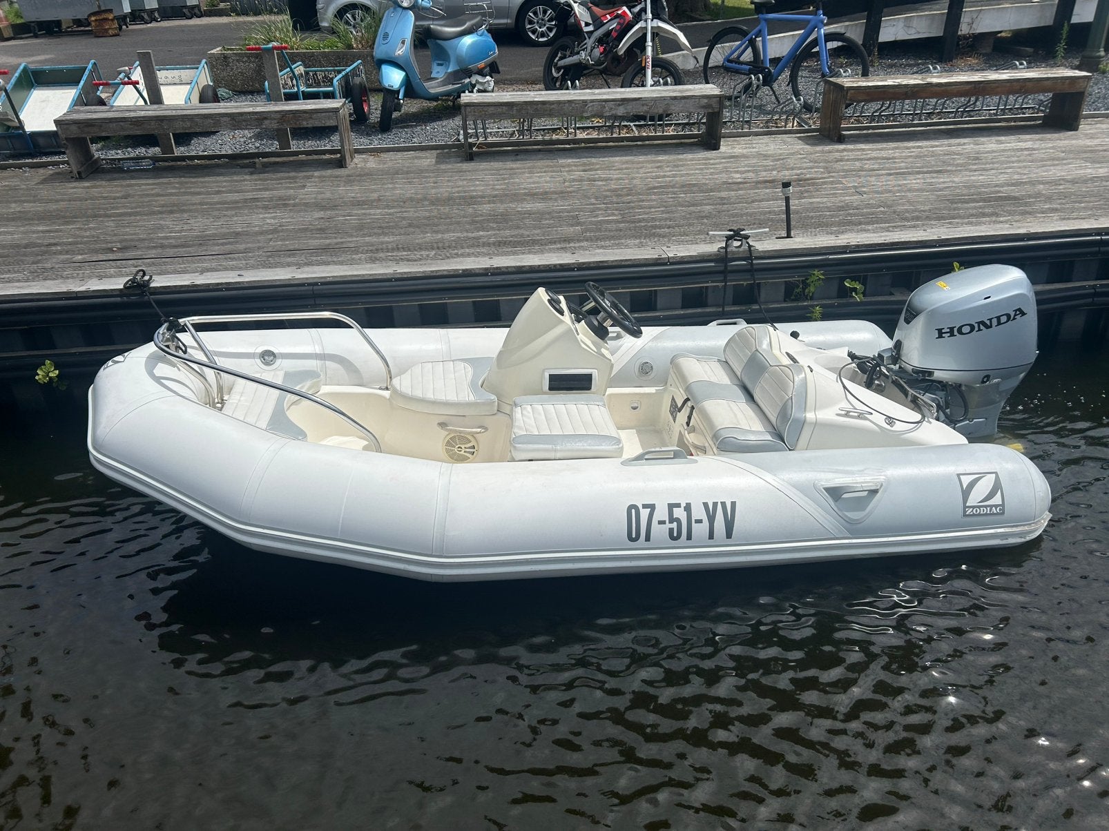 Zodiac Yachtline 380 RIB met Honda 50 PK 4-takt, Watersport en Boten, Rubberboten, Gebruikt, Zodiac, Polyester/glasvezel, Inclusief motor