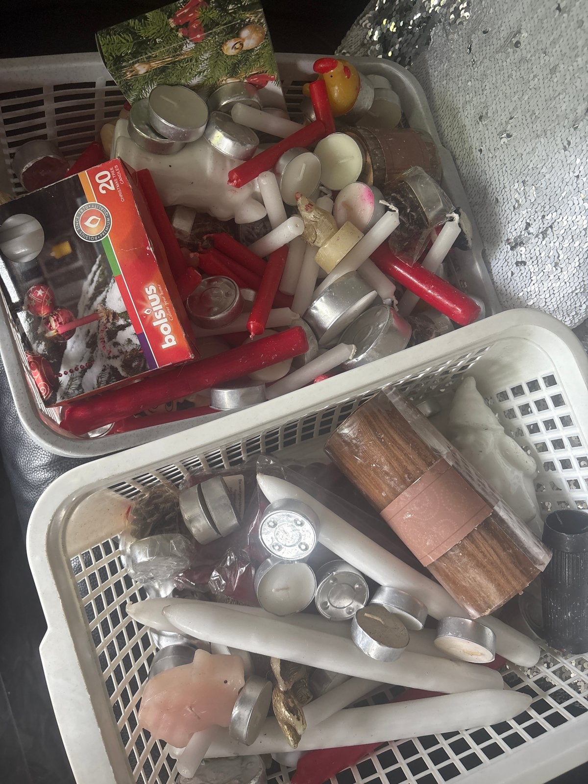 Diverse kaarsen en theelichtjes, Ophalen, Overige materialen, Gebruikt, Wit